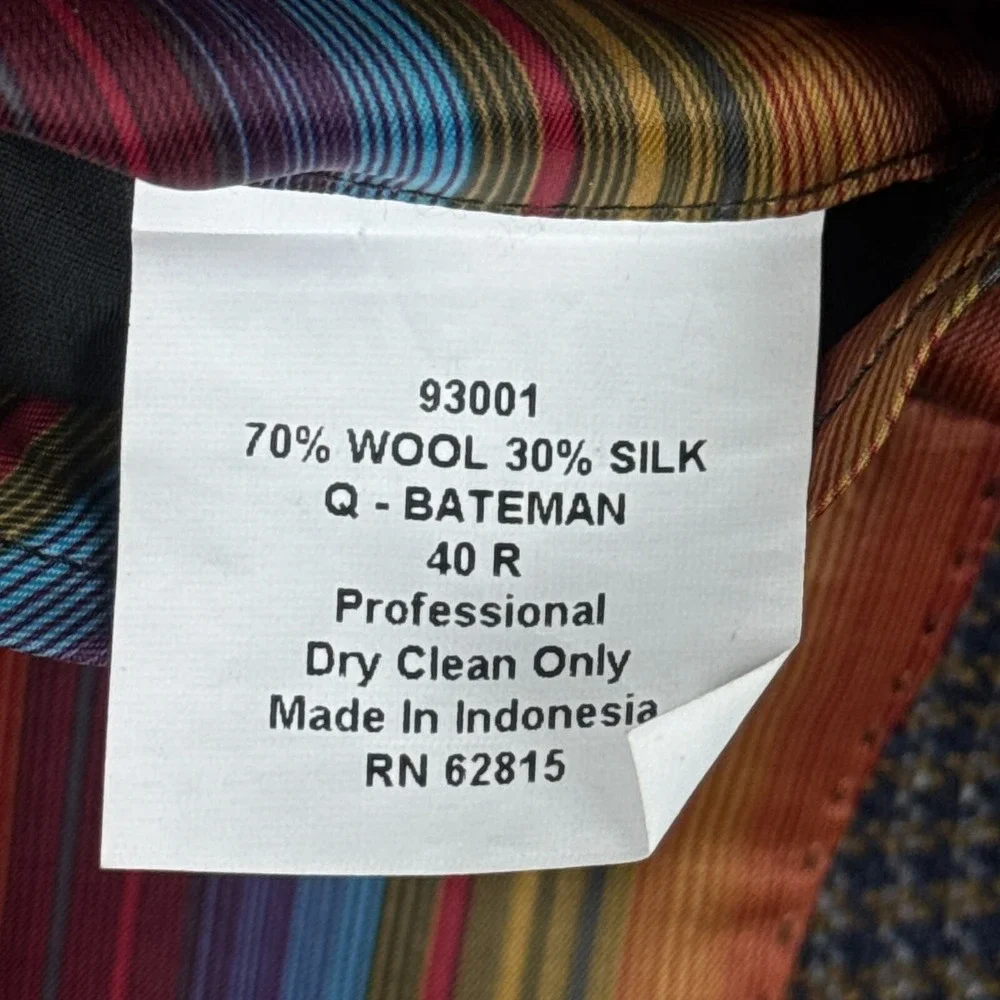 Q by Flynt Sport Coat Blazer Mens 40R Brown Houndstooth Tweed Wool Silk Bateman